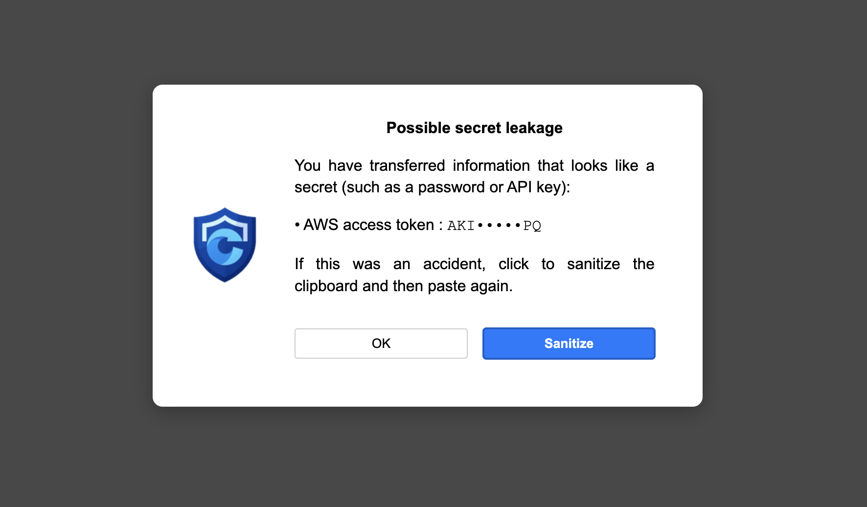 Secret detected in clipboard