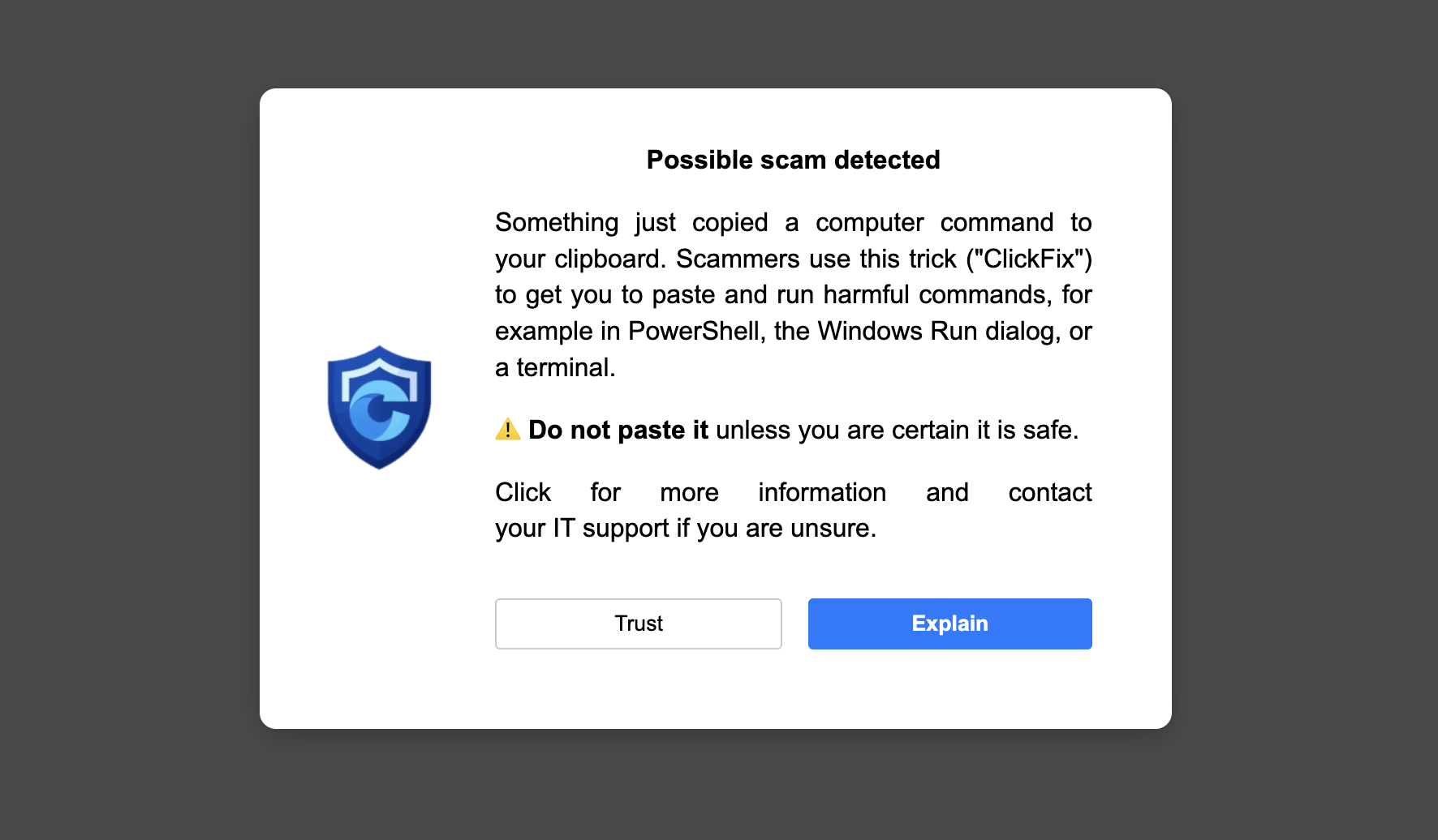 ClickFix scam warning